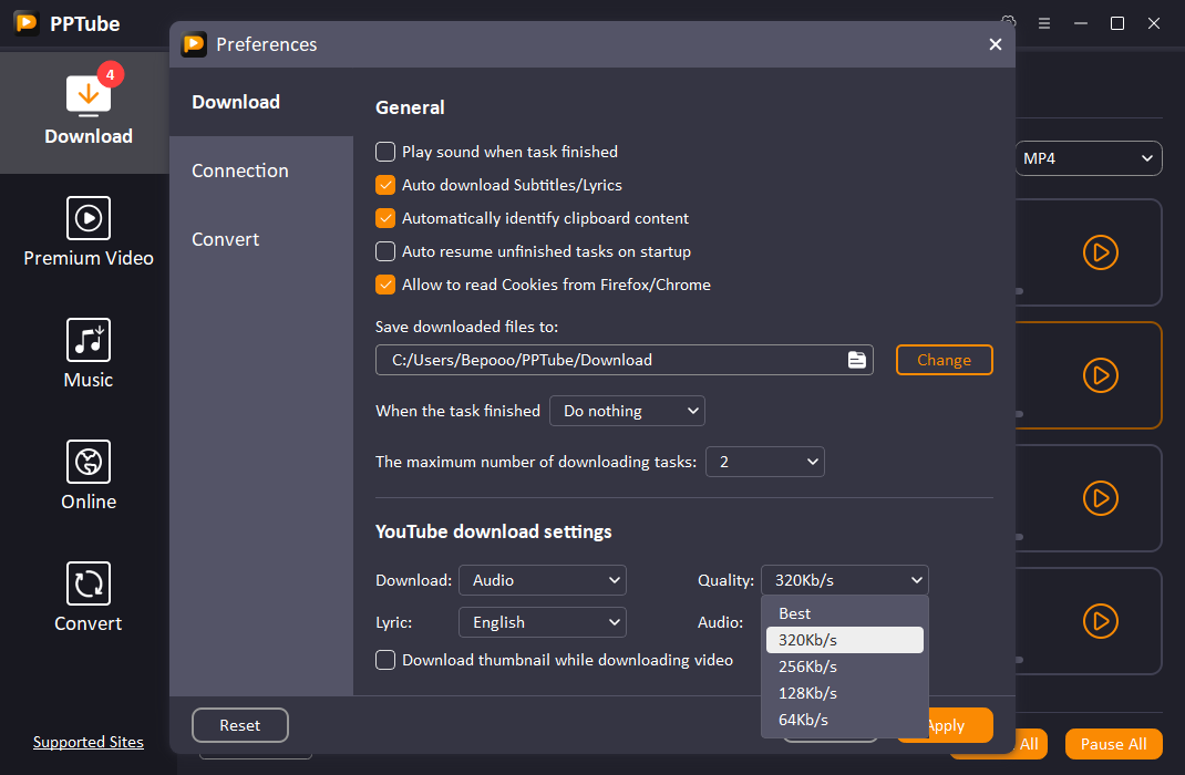 04 pptube audio download quality