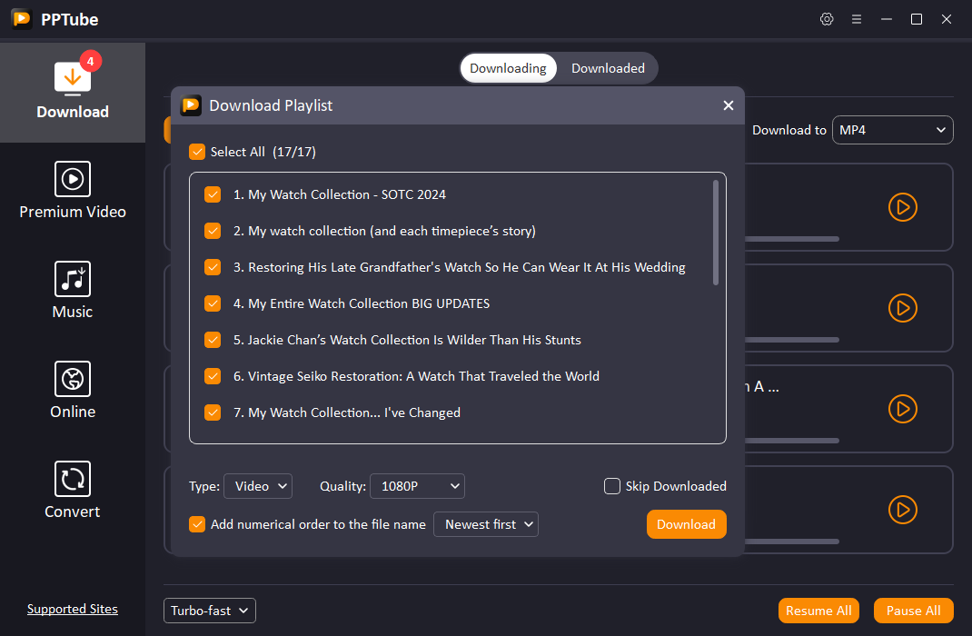 05 pptube download playlist