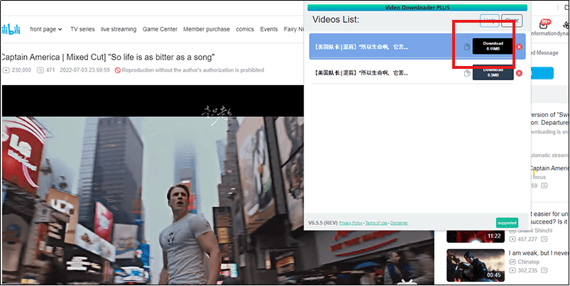 download bilibili video via Video Downloader PLUS