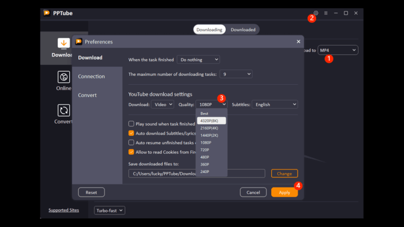 set udemy video format