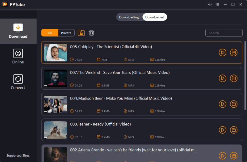check the donwload list