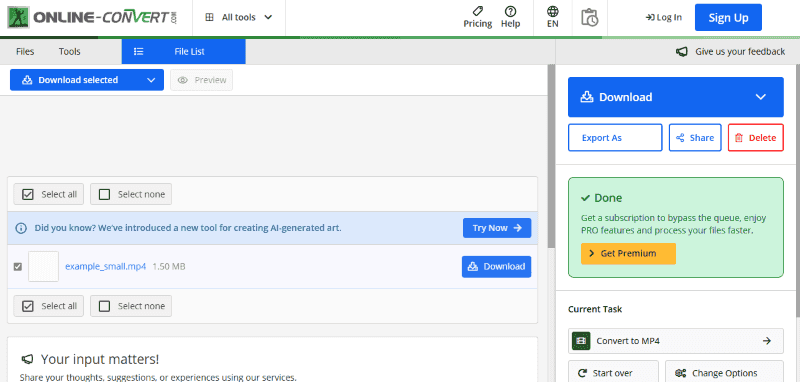 choose format Video Online Convert