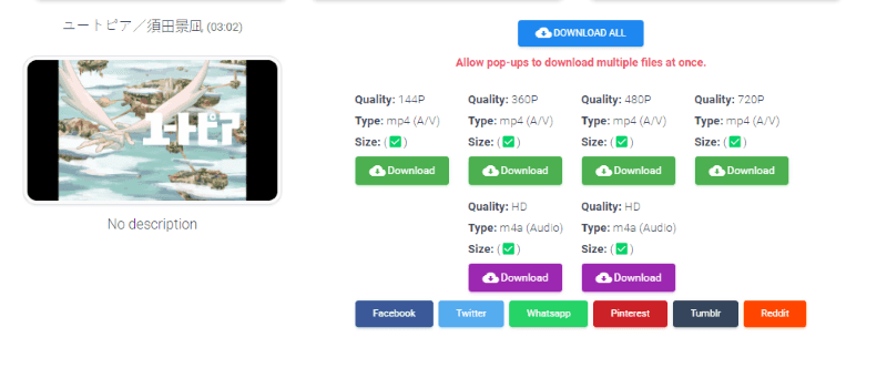 choose the format in pastedownload