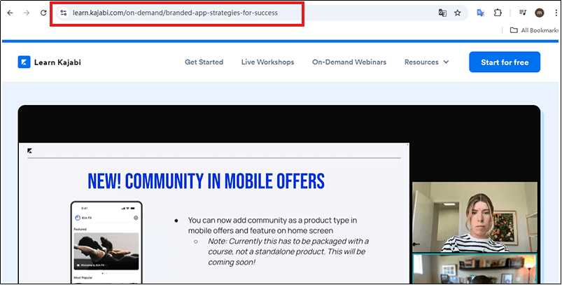 copy kajabi video url