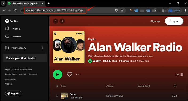 copy spotify playlist url
