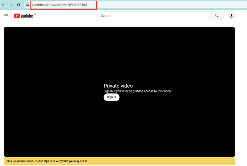 copy youtube private video url