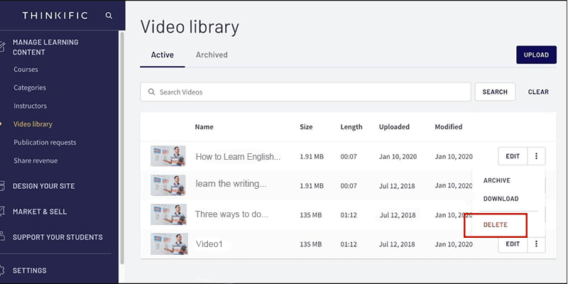 download thinkific video