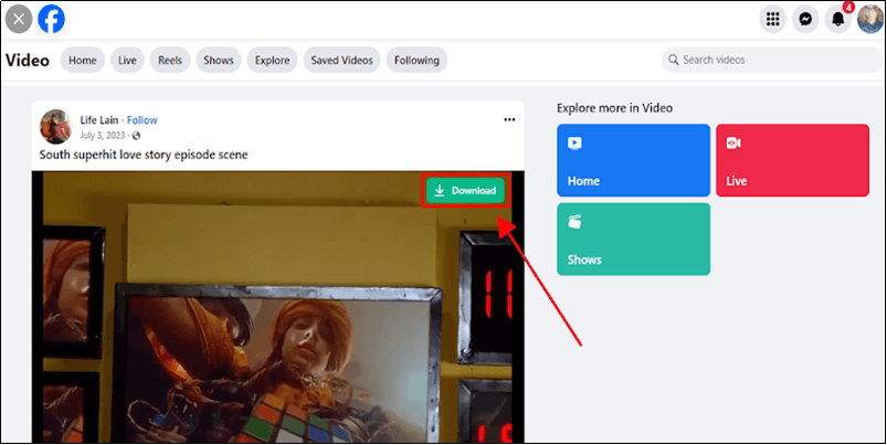 the extension donwload icon appear on the video