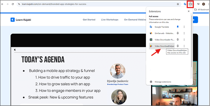 open the extension on the browser