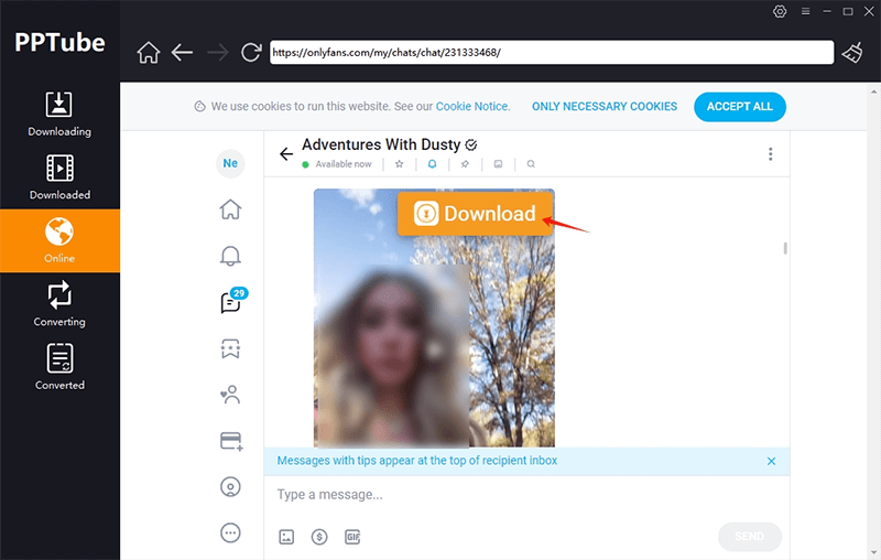 download video from onlyfans message