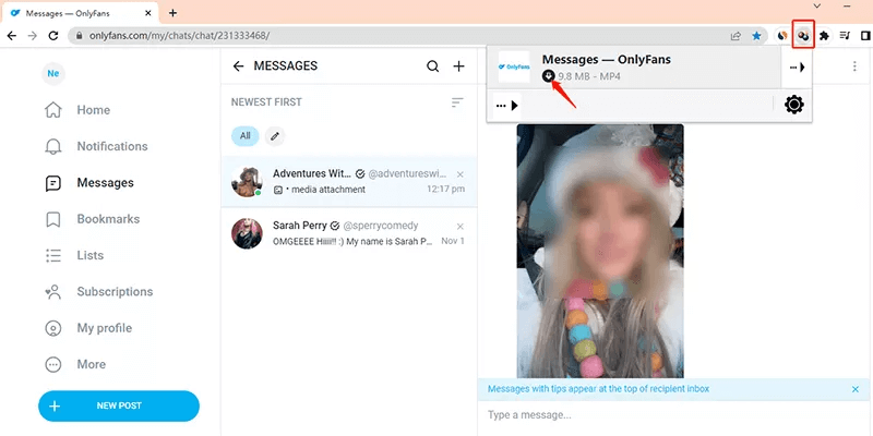 download onlyfans message video chrome firefox