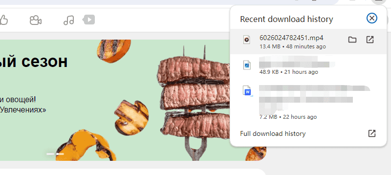 downloaded okru video chrome