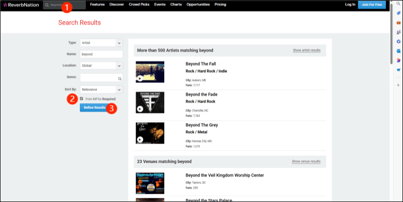 find-free-reverbnation-music