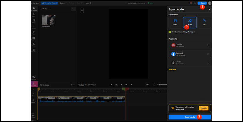 flixier-export-youutbe-video-mp3