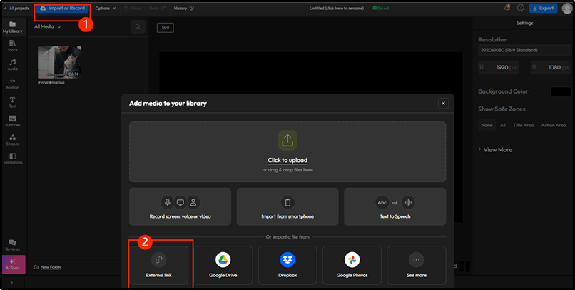 flixier-import-youtube-video