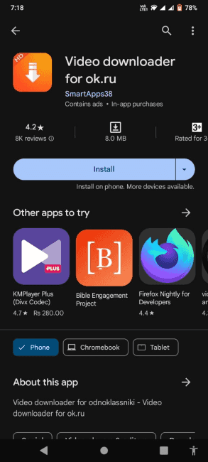 install okru downloader android