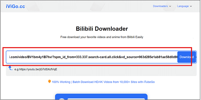 paste bilibili video url