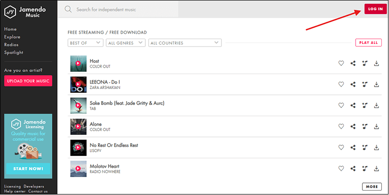 log-into-the-jamendo-account