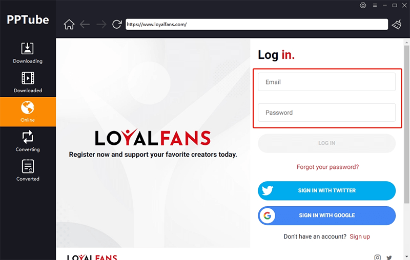 login loyalfans account