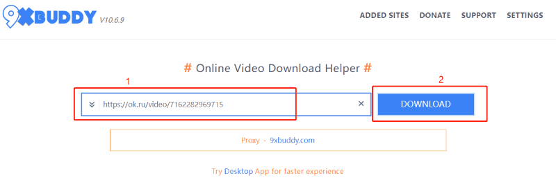 paste url and click download
