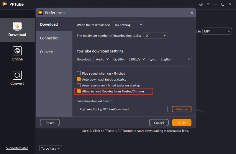 setting output format