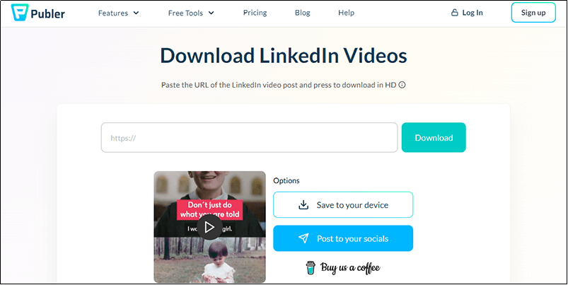 download LinkedIn vidoe with publer