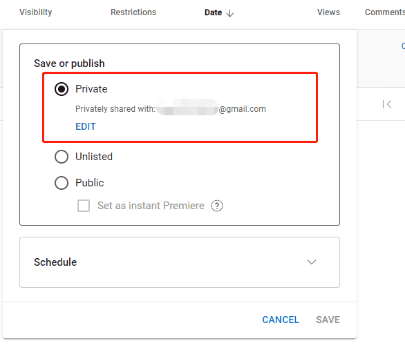 share youtube private video